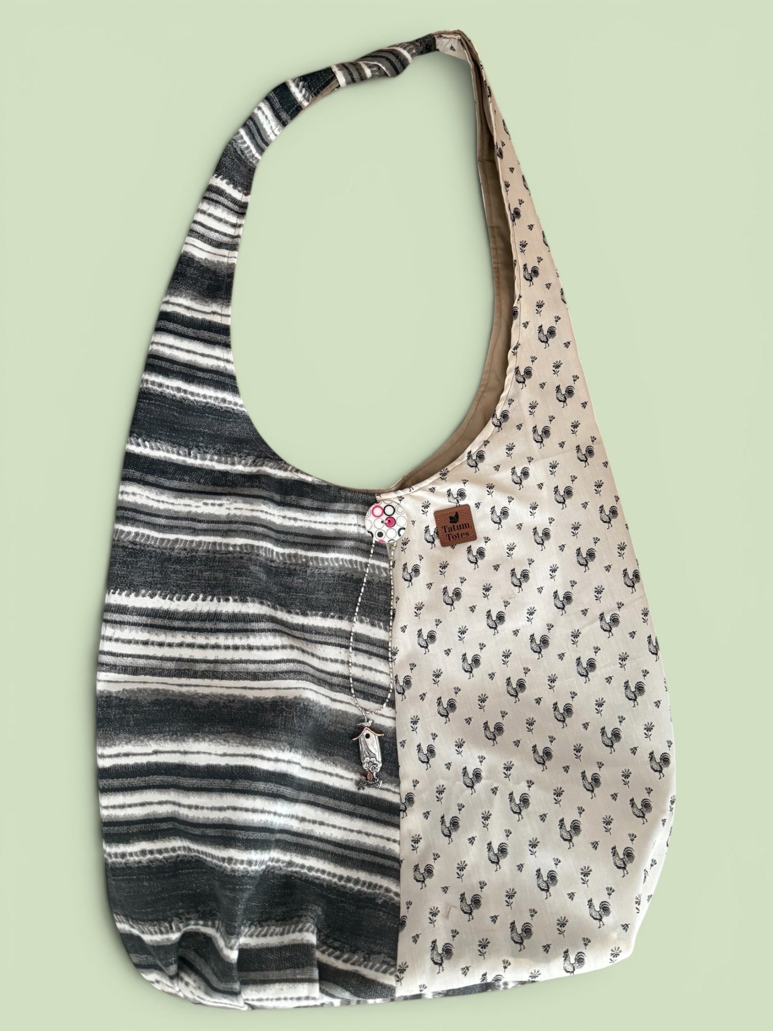 Handmade two-tone hobo shoulder bag by Tatum Patch Designs